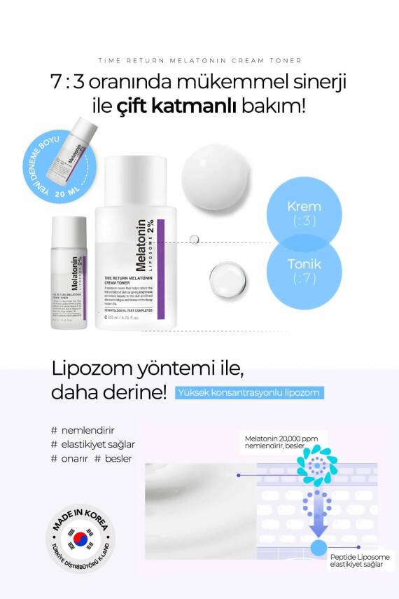 %2 Melatonin Içeren Çift Fazlı Yorgunluk Karşıtı Krem Tonik Melatonin Cream Toner 20 ml - 4