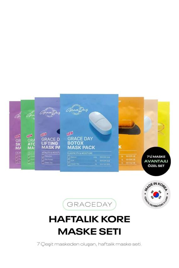 7'li Özel Haftalık Kore Maske Seti Grace Day Mask Pack - 1