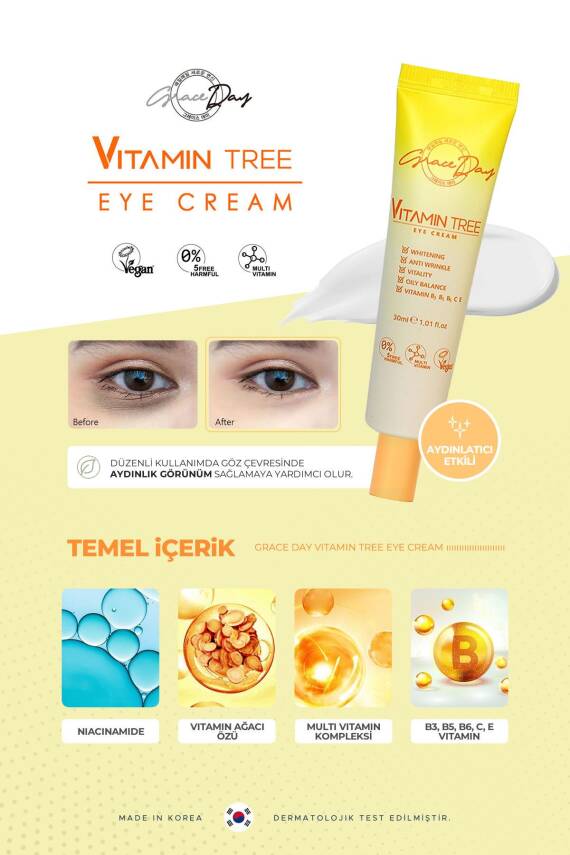 Aydınlatıcı Niacinamide Ve Vitamin Kompleksi Içeren Vegan Göz Kremi Vitamin Tree Eye Cream - 3