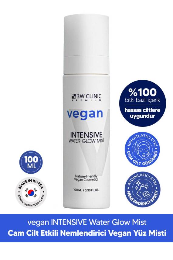 Cam Cilt Görünümü Yaratan Vegan Nemlendirici Yüz Misti 3W CLINIC Vegan Water Glow Mist 100ml - 10