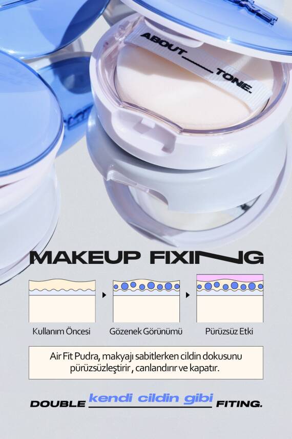 Ekstra İnce Dokuda Topaklanmayan Sabitleme Pudrası ABOUT TONE Air Fit Powder Pack - 6