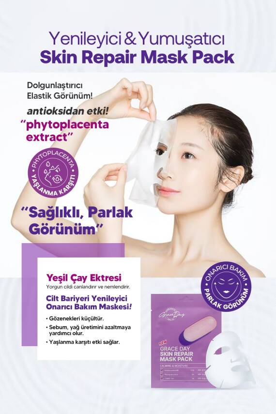 Hassas Ciltler İçin Bariyer Onarıcı Kağıt Maske Grace Day Skin Repair Mask Pack - 4