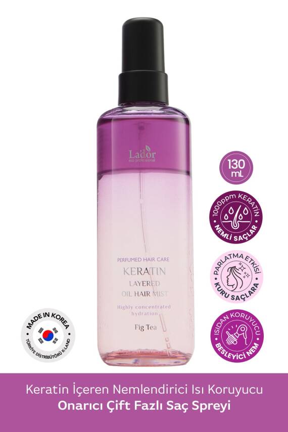 Keratin İçeren Nemlendirici ve Isı Koruyucu Onarıcı Saç Spreyi LADOR Keratin Oil Mist Fig - 2