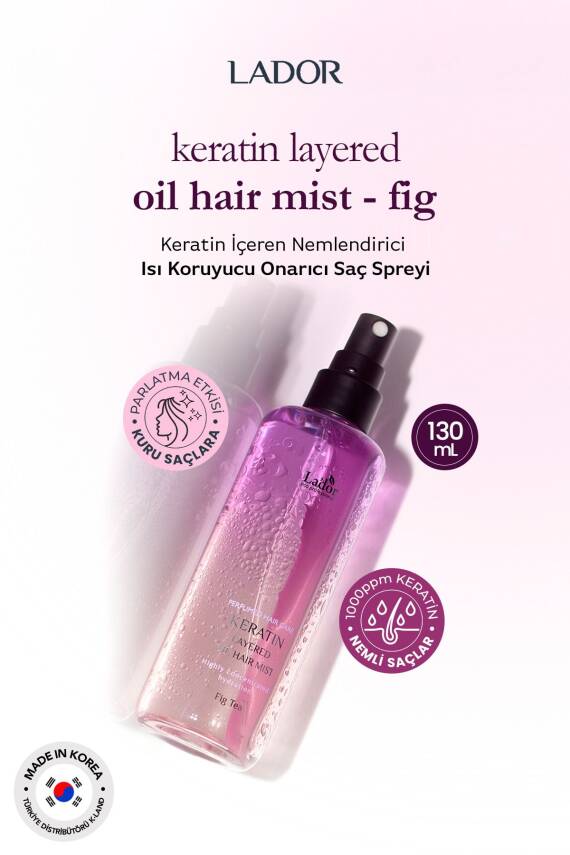 Keratin İçeren Nemlendirici ve Isı Koruyucu Onarıcı Saç Spreyi LADOR Keratin Oil Mist Fig - 3