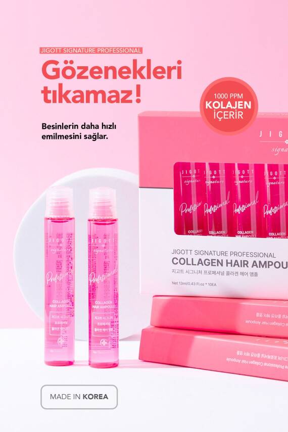 Kolajen İçeren Konsantre Saç Bakım Serumu Jigott Professional Collagen Hair Ampoule 13 ml - 1