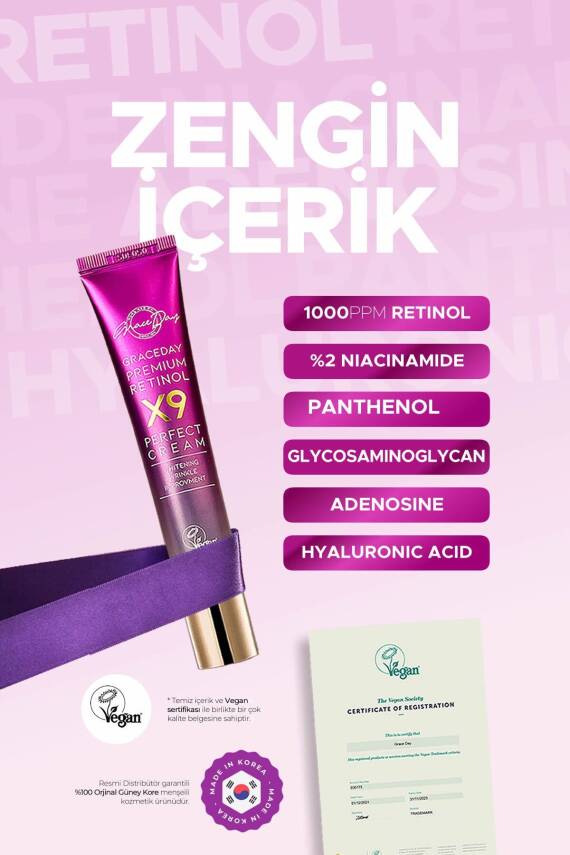 Leke Ve Kırışıklık Karşıtı; Aydınlatıcı Ve Nemlendirici Premium Retinol X9 Perfect Cream - 5