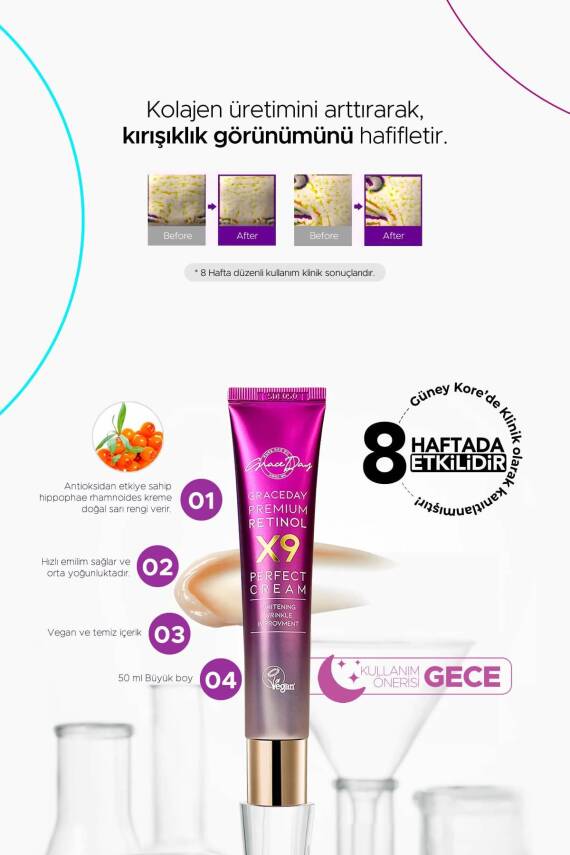 Leke Ve Kırışıklık Karşıtı; Aydınlatıcı Ve Nemlendirici Premium Retinol X9 Perfect Cream - 6