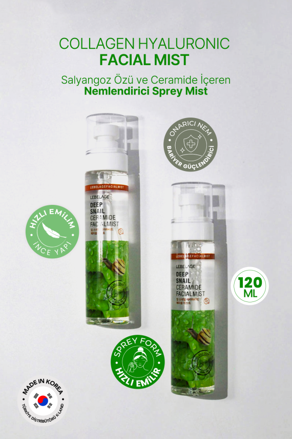 Salyangoz Özü ve Ceramide İçeren Nemlendirici Sprey Mist LEBELAGE Snail Ceramide Facial Mist - 4