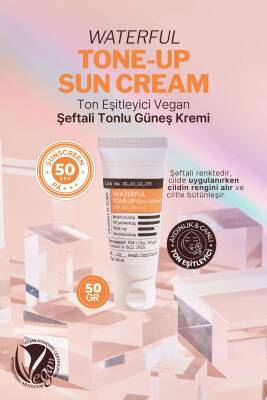 Şeftali Tonlu, Ton Eşitleyici Suya Dayanıklı Vegan Güneş Kremi Derma Factory Waterful Sun Cream 50GR - 2