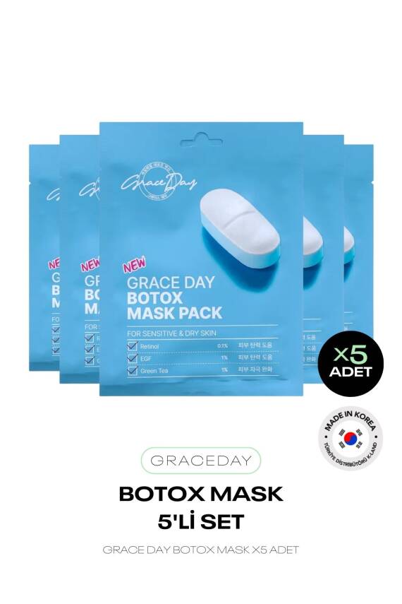 x5 Adet Avantajlı Set - Retinol Ve Egf Içeren Botoks Maske GRACE DAY Botox Mask Pack - 1